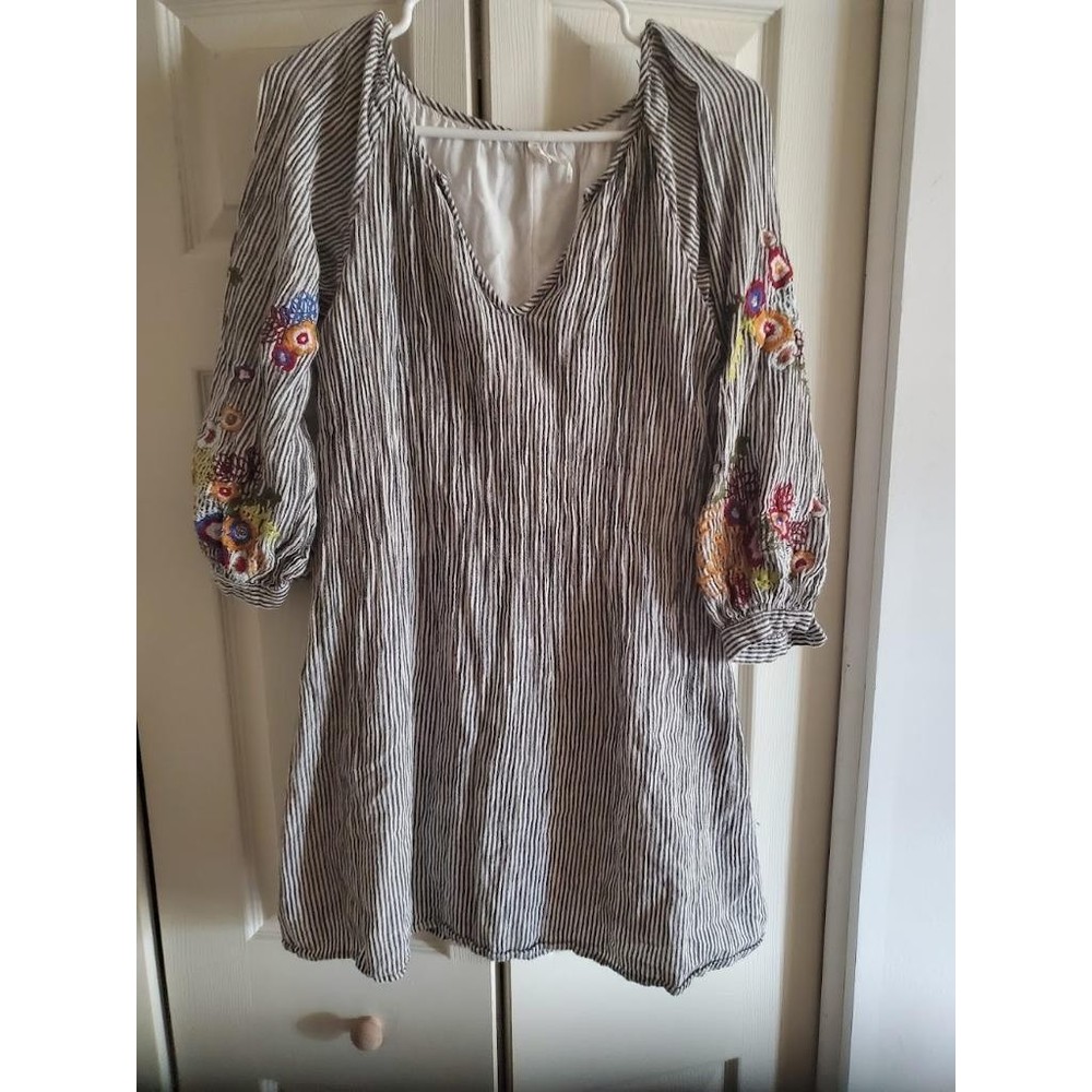 Feather Bone By Anthropology Dress Womens A-Line Balloon Sleeve V Neck Small